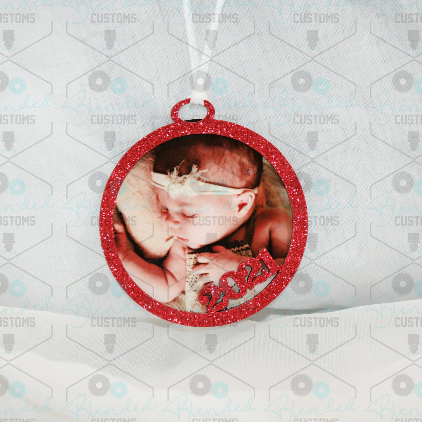 2022 Glitter Christmas Ornament with Custom Photo