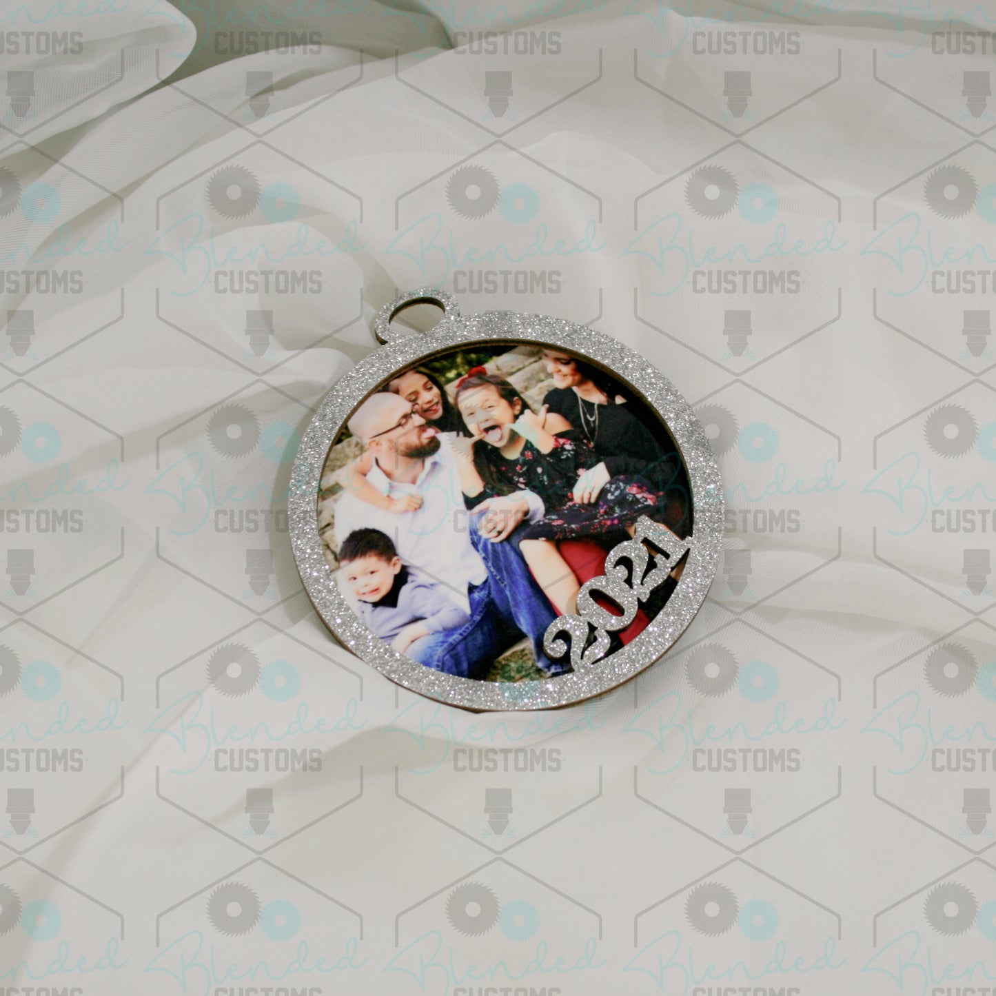 2022 Glitter Christmas Ornament with Custom Photo