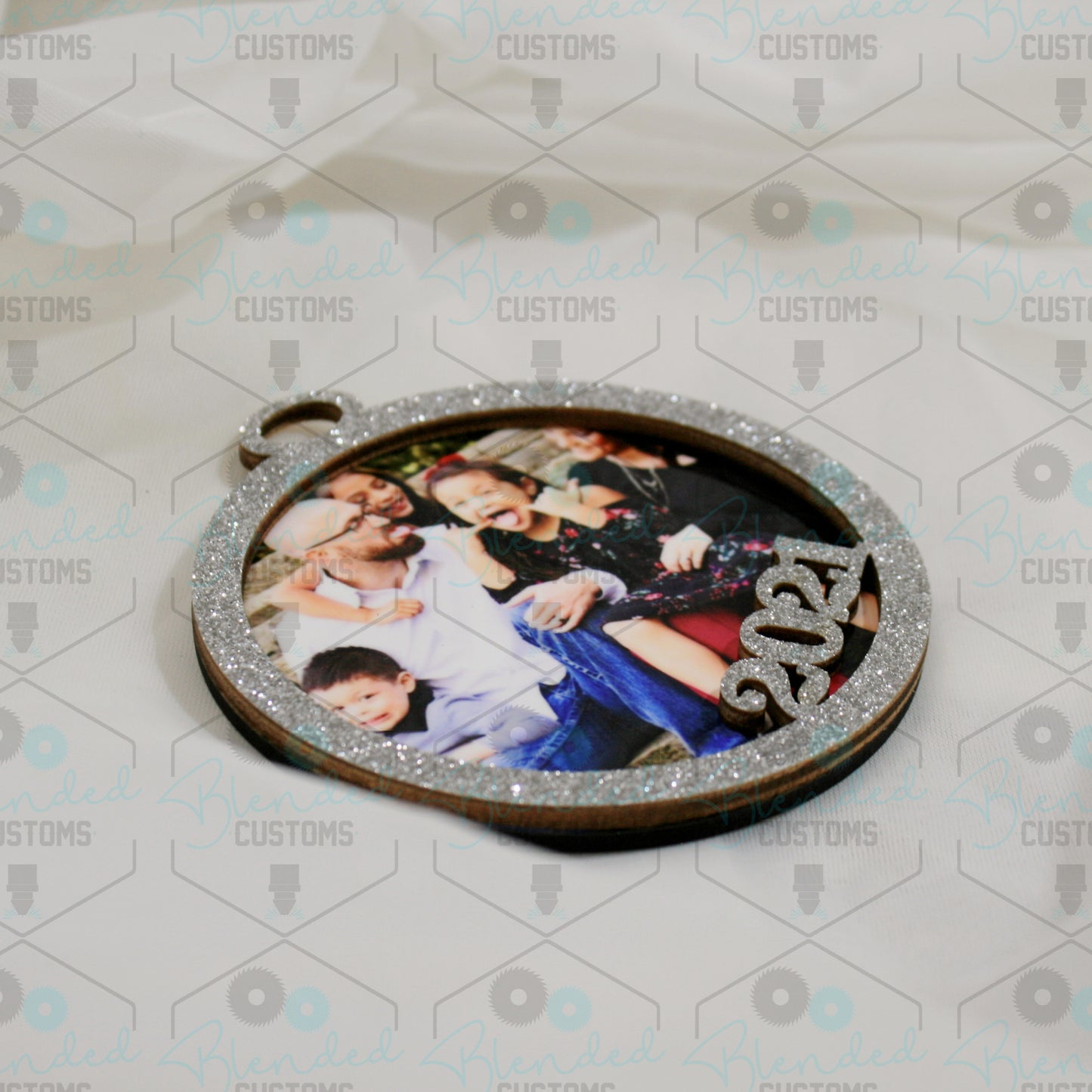 2022 Glitter Christmas Ornament with Custom Photo