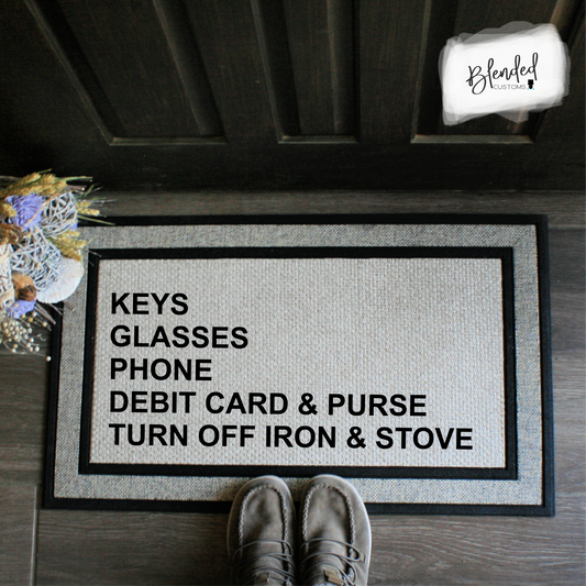 Keys, Glasses, Phone Doormat Digital Design