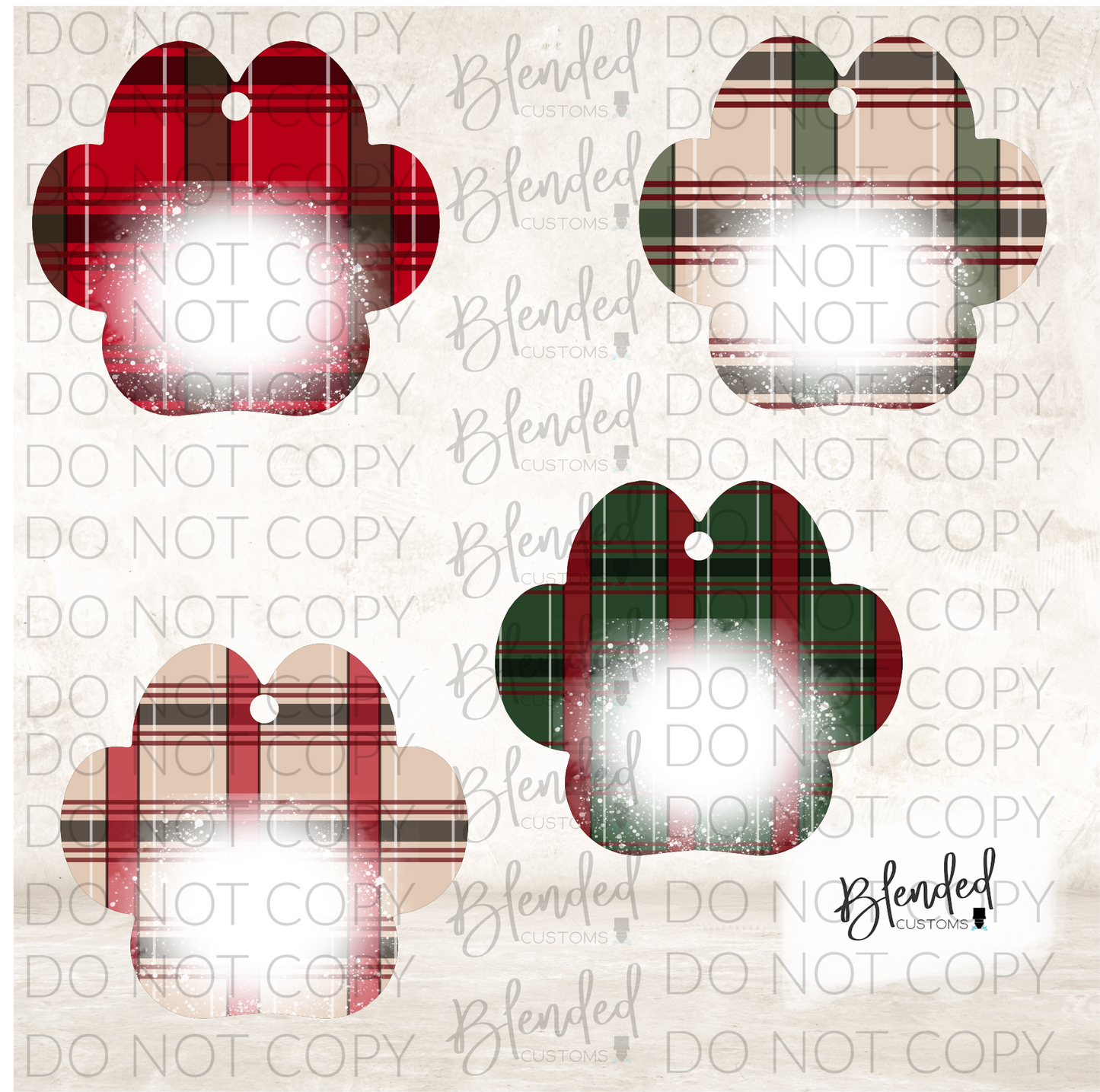 Plaid Dog Paw Ornament PNG Download
