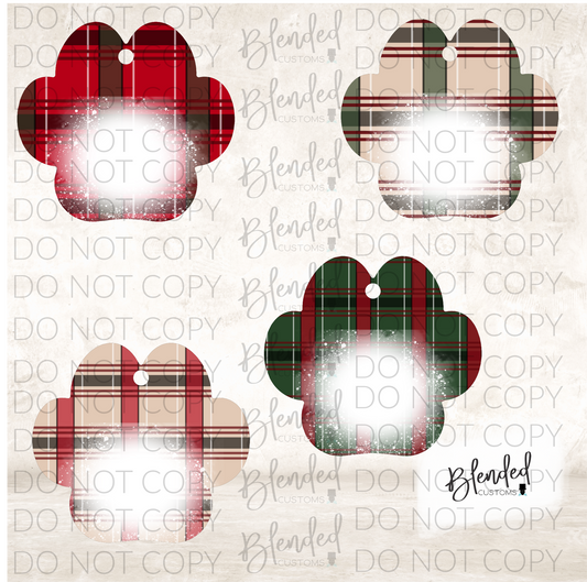 Plaid Dog Paw Ornament PNG Download