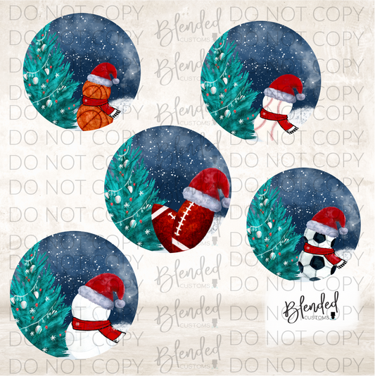 Sports Snowmen Circle Ornament PNG Download