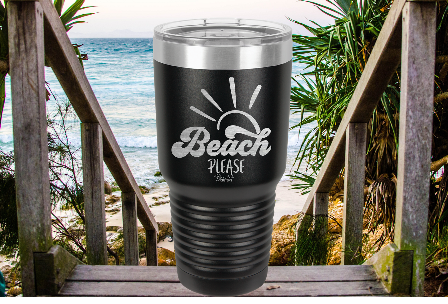 Beach Please Laser Engraved Tumbler