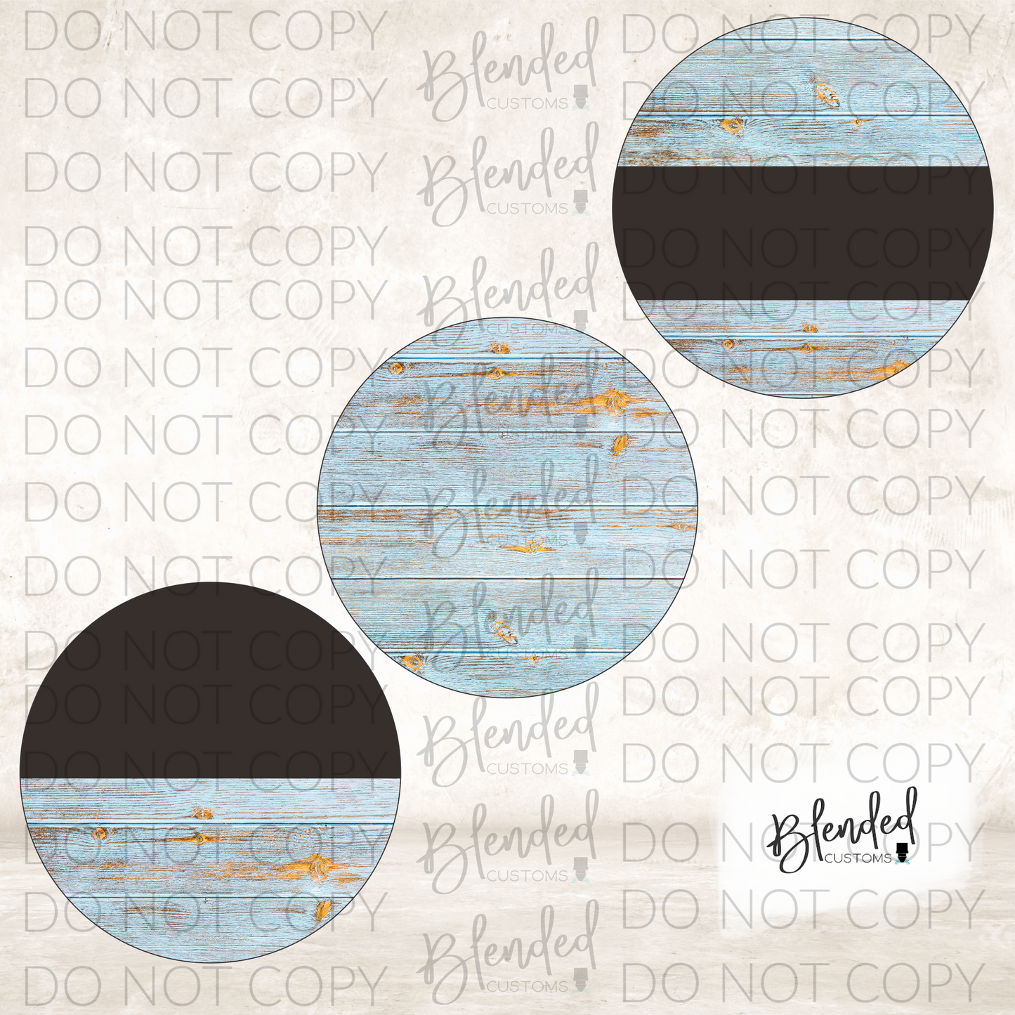 Blue Wooden Round PNG Download - Set of 5