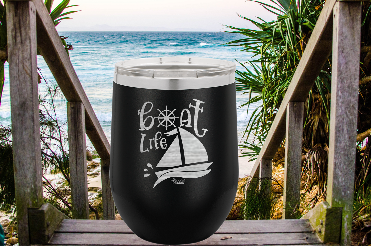 Boat Life Laser Engraved Stemless  Tumbler