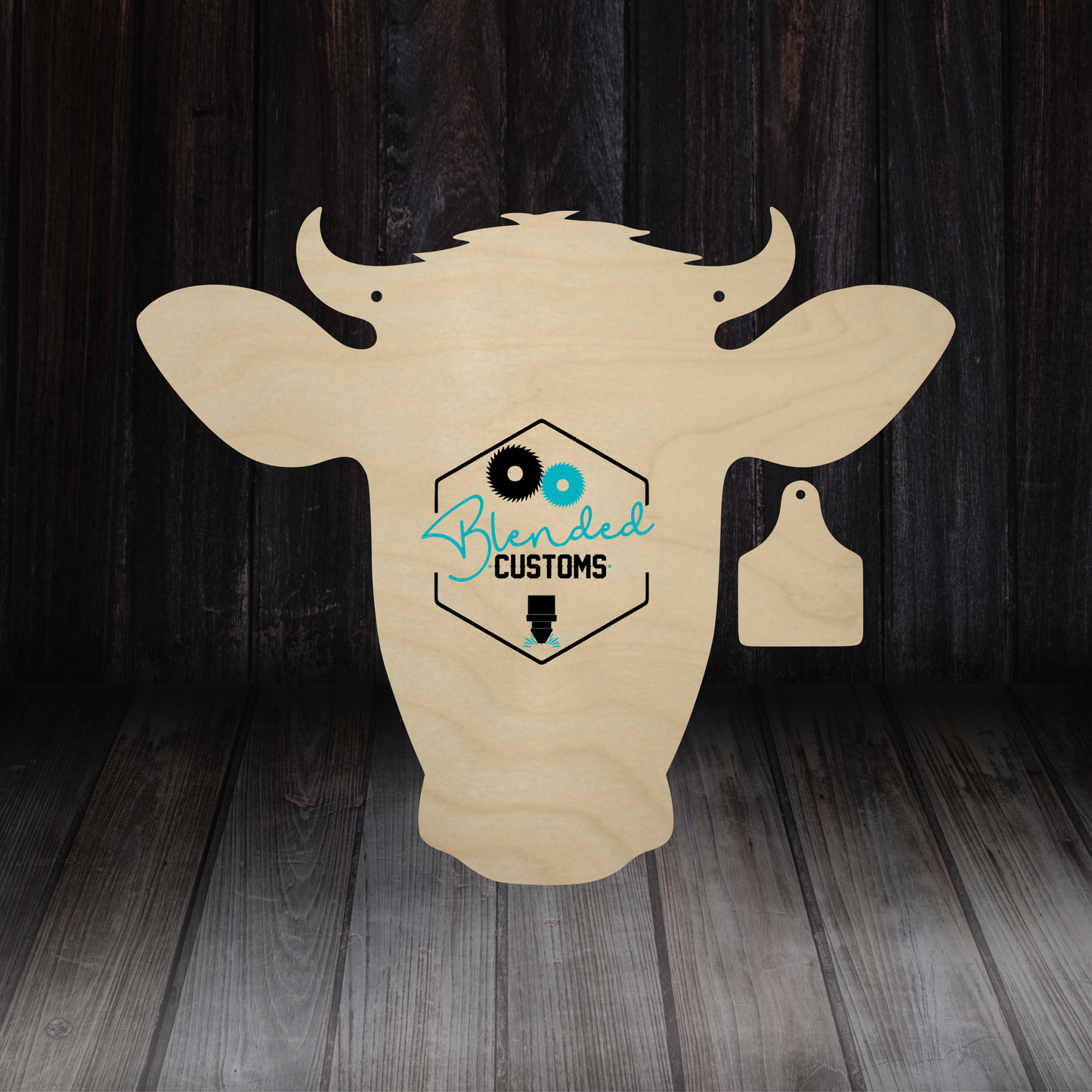 Cow Tag Door Hanger Wooden Blank