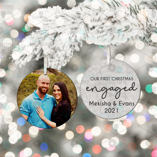 Double Side Personalized First Christmas Engaged Ornament