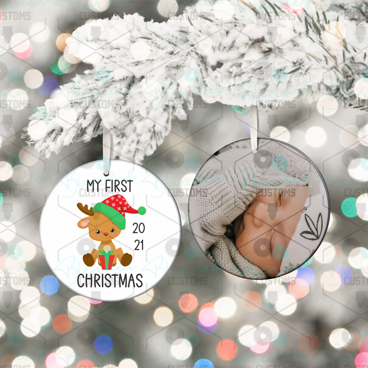 Double Side Personalized Baby's First Christmas Ornament