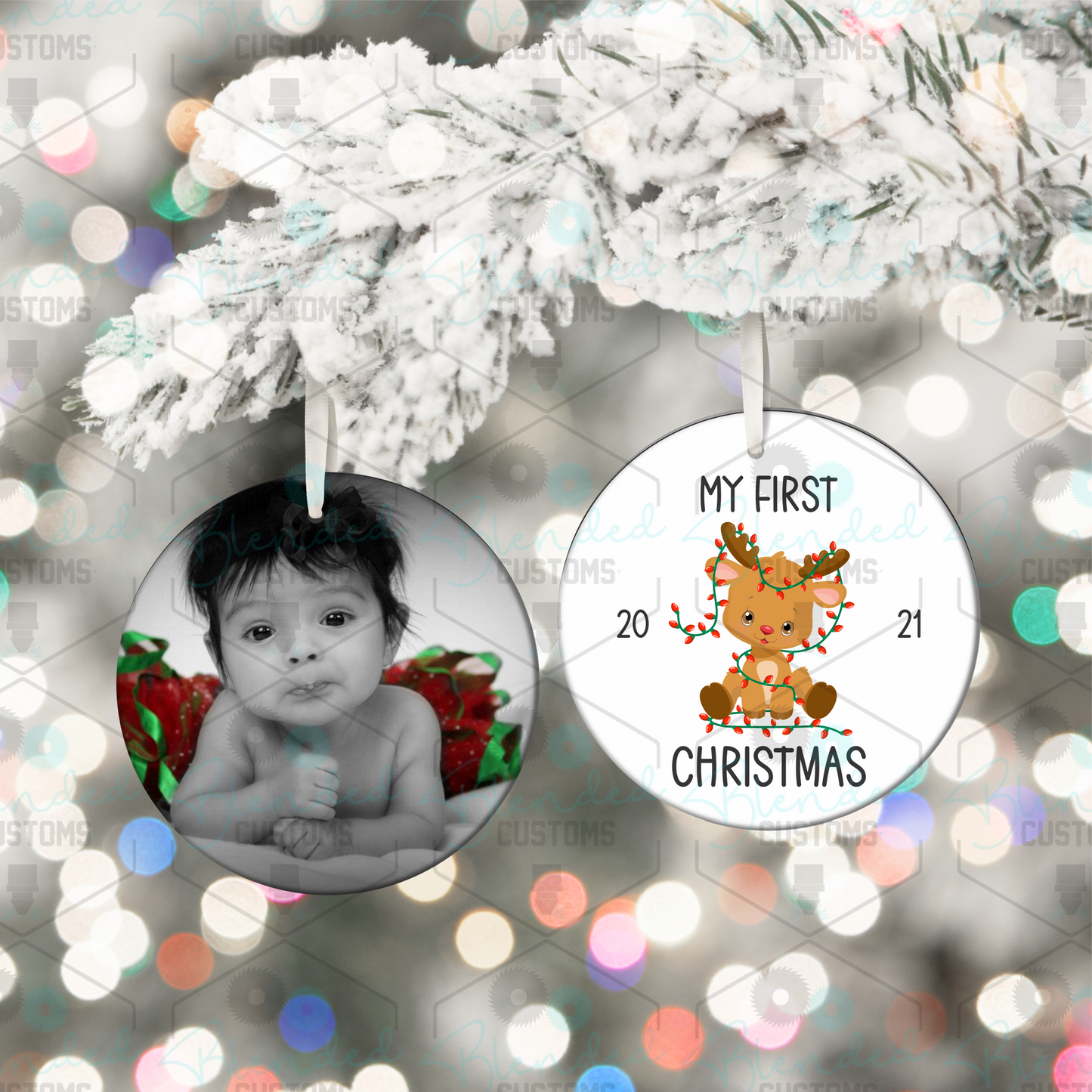 Double Side Personalized Baby's First Christmas Ornament