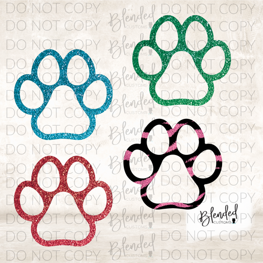 Glitter Trimmed Dog Paw Ornament PNG Download