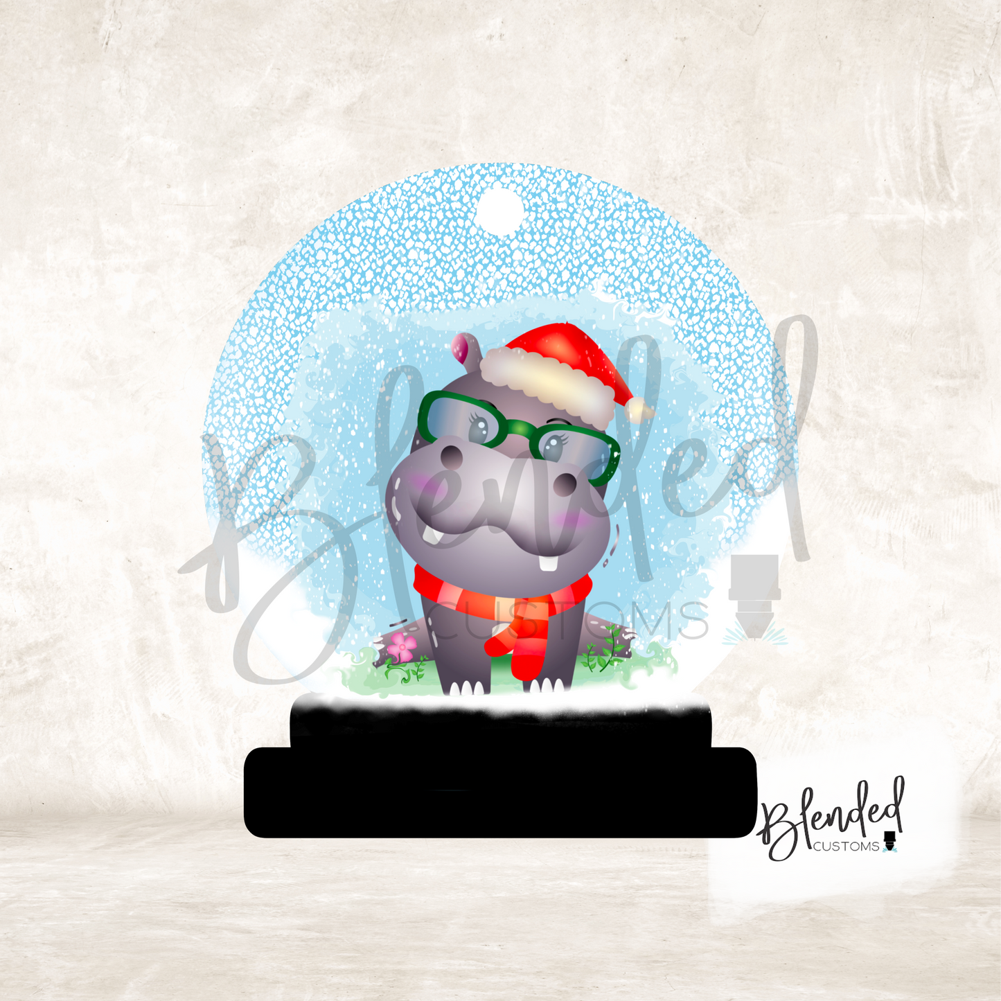 Hippo Snow Globe Ornament PNG Download