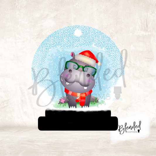 Hippo Snow Globe Ornament PNG Download