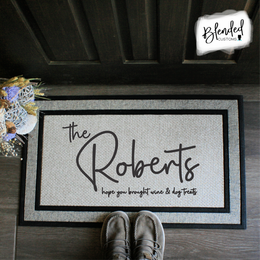 Personalized Name Doormat - Wine and Dog Treats