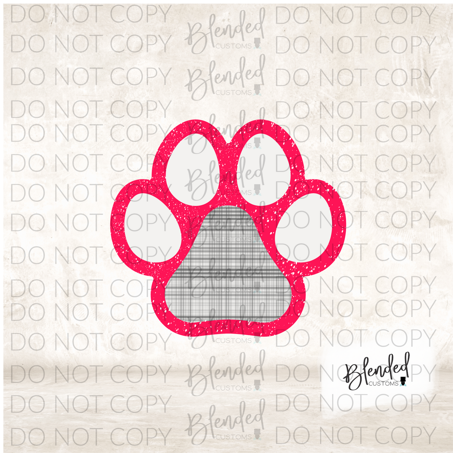 Pink Plaid Dog Paw Ornament PNG Download