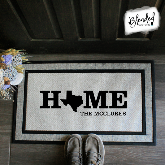 Home with State Personalized Name Doormat