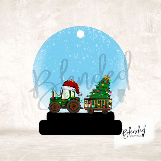 Tractor Snow Globe Ornament PNG Download